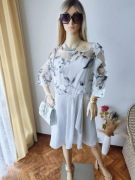 Sukienka elegancka szara kwiaty tiulowa plus size komunia nowa z metką 