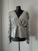 Reserved Piękna srebrna bluzka z baskinką 42/XL