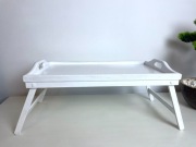 Stolik kawowy BIAŁY 50x30 cm, tacka śniadaniowa