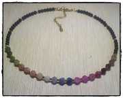 Naszyjnik HANDMADE z kamieni naturalnych kolorowy turmalin czarny onyks