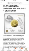 ZŁOTA MONETA ARMENIA ARKA NOEGO 1 GRAM 2024 Au 999.9