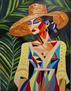 Letnia elegancja obraz ręcznie malowany 70x100 cm