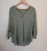 elegancka bluzka koszula zielona khaki dekolt w serek Stradivarius XL 42