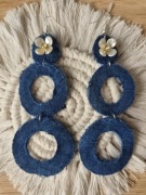 Długie kolczyki z dżinsu koła, Handmade - lekkie