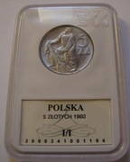PRL 5 zł złotych Rybak 1960 rok Grading ECC I/I