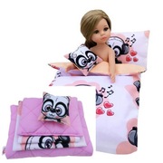 Poszewki + wkłady - Pościel Misie serca dla lalki typu Paola, Barbie