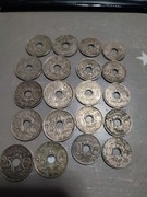 Francja – typ Lindauer (z dziurką)Francja – 10 i 25 centimes zestaw 20 szt.