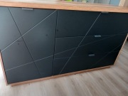 Komoda forn 156cm z drzwiami i 3 szufladami dąb delano ciemny czarny mat