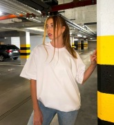 Biały gładki basic t-shirt 100% bawełna oversize