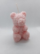 Miś różany - świeczka różowa, zapach różany