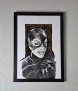 CATWOMAN – RĘCZNIE MALOWANY PORTRET W RAMIE (FORMAT A3)