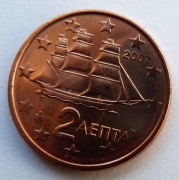 GRECJA  2007 2 CENTY UNC !!!!!!!!!!