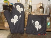 Rękawica kuchenna + ściereczka. Haft