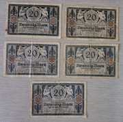Banknot Niemcy 20 marek 1915 r.