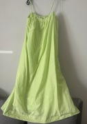 Lniana seledynowa sukienka H&M M L XL długa letnia