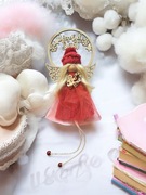 Ozdoba Świąteczny Aniołek z napisem czerwony