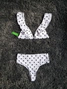 Kostium kąpielowy strój wysoki stan kropki L XL