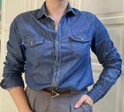 Piękna vintydżowa jeansowa koszula w stylu country 100% bawełna granatowa