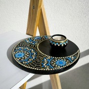 Świecznik na tealight księżyc niebieski rękodzieło na prezent