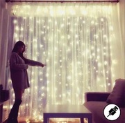 Kurtyna świetlna 3x3m 300led ciepła ledowa dekoracja lampki na choinkę