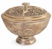 BOMBONIERA cukiernica SREBRZONA z wkładem szklanym / secesja vintage 