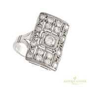 Pierścionek Art Deco białe złoto 18K | Diamenty 0,7 ct