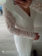 Suknia ślubna boho roz M Nowa zwiewna długi rękaw 