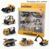 Zestaw metalowych pojazdów budowlanych – 6 sztuk! Koparka,betoniarka,spych