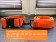 Smycz z obrożą neonowy komplet hand Made 30mm