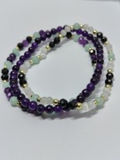 Bransoletki 3szt, 17cm, ametyst, amazonit, turmalin, kamień księżycowy, 