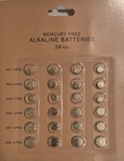Baterie alkaliczne LR620, LR41, LR626, LR921, LR927, LR1120 mix 24szt
