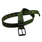 Pasek dł. 119cm (z klamrą), szer. 3,5cm, kolor zielony, klamra metal