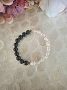 Bransoletka handmade z naturalnych kamieni hematytu pereł obsydian 