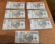 Banknoty obiegowe 200zl kolejne numery 