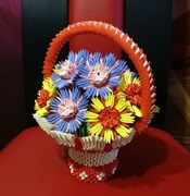 Koszyk kwiatów origami modułowe 3d 