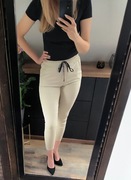 Spodnie elastyczne damskie S/36 rurki Beż 