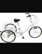 Rower trójkołowy dla dorosłych 24 cale 7 biegow biały 