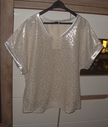 bluzeczka w panterkę srebrne dodatki ,dekolt V r. owersize / XL 