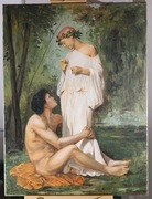 Jan Kaźmierczuk "Idylla" Olej płótno reprodukcja Bouguereau