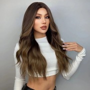 Piękna peruka chłodny brąz, ciemny blond długie włosy naturalny efekt