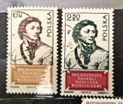 Znaczki seria "150 rocznica śmierci Tadeusz Kościuszki"