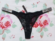 XL stringi Victoria's Secret czarne koronkowe 