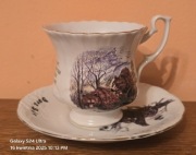 Filiżanka myśliwska ze spodkiem. Jelenie. Głuszec. Darz Bór.