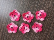 Kwiatki różowe melanż na szydełku kordonek zestaw 