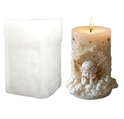 ANIOŁEK NA CHMURKACH Cylinder forma silikonowa 9*7.5*7.5 do Świec Odlewów 