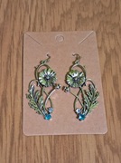 Kolczyki metalowe z cyrkoniami Polne Kwiaty blue  5,5 cm + folia