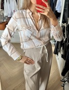 ZARA koszula w kratę kratka perełki perły pudrowa Mango bluzka Mohito