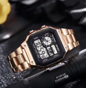 męski zegarek sportowy LED | Wodoodporny, wojskowy zegarek cyfrowy ze stali