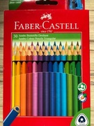 Kredki trójkątne Jumbo FABER-CASTELL, 30 kolorów z temperówką