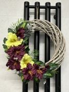 Wianek wiklinowy szary 35 cm na drzwi ozdoba (27) mieczyki